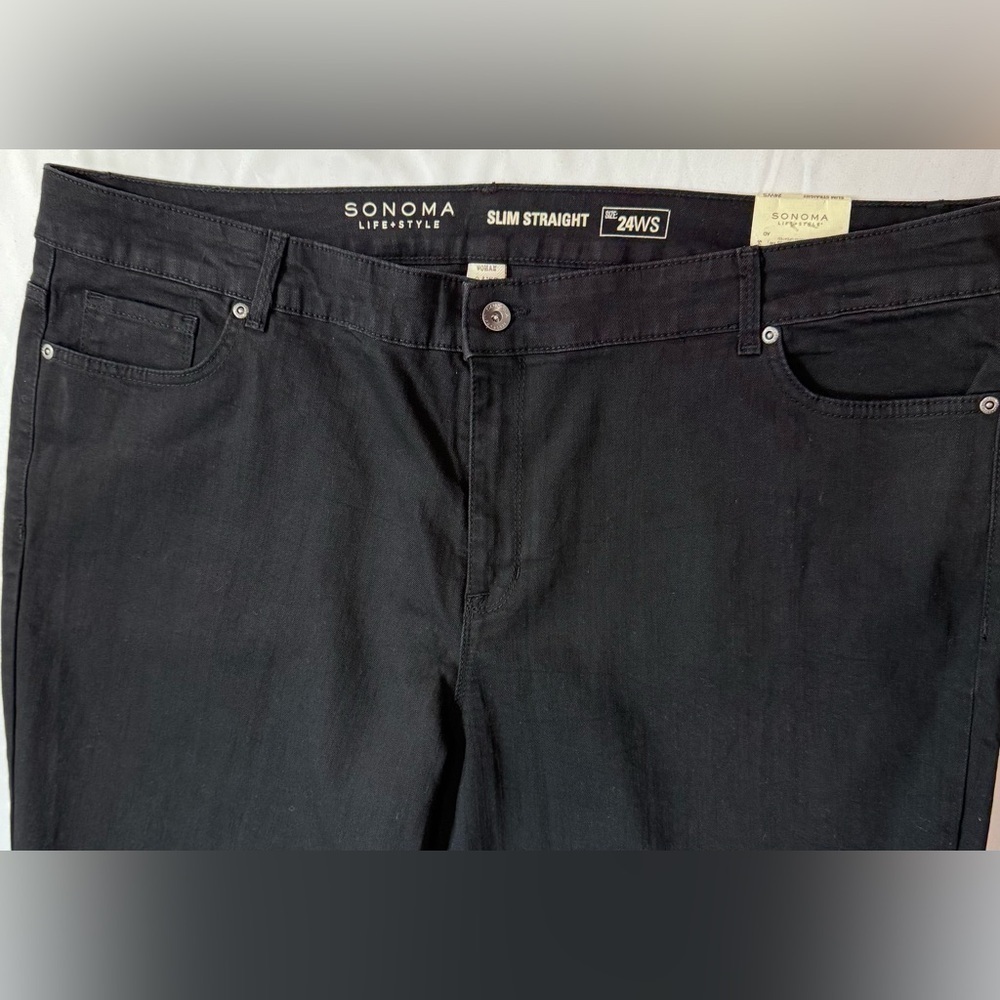 Sonoma Women Slim Straight Jeans Super Soft Comfort Stretch Color Black Size 24W - Picture 6 of 14